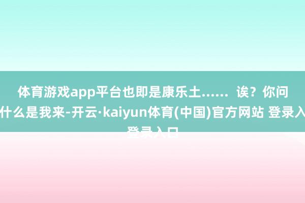 体育游戏app平台也即是康乐土......  诶？你问为什么是我来-开云·kaiyun体育(中国)官方网站 登录入口