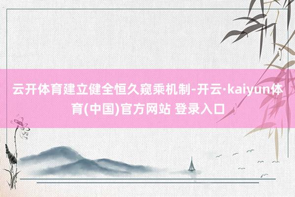 云开体育建立健全恒久窥乘机制-开云·kaiyun体育(中国)官方网站 登录入口